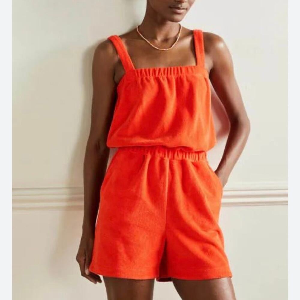 Boden Orange Terry Cloth Sleeveless‎ Romper Size 2